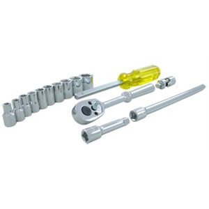 GRAY TOOLS 15015 - 15 PIECE 1 / 4" DRIVE, 6 POINT SAE STANDARD, CHROME SOCKET & ATTACHMENT SET