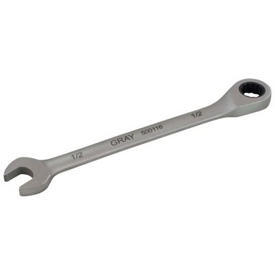GRAY TOOLS 500112 - 3 / 8" COMBINATION FIXED HEAD RATCHETING WRENCH, STAINLESS STEEL FINISH