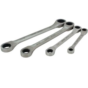 GRAY TOOLS 59704A - 4 PIECE SAE, DOUBLE BOX FIXED HEAD, RATCHETING WRENCH SET, 5 / 16" X 3 / 8" - 11 / 16" X 3 / 4"