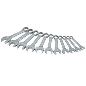GRAY TOOLS 64811 - 11 PIECE 12 POINT METRIC, STUBBY MIRROR CHROME WRENCH SET, 9MM - 19MM