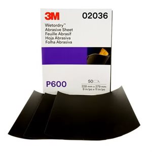 3M 7000118157 – 3M™ Wetordry™ Abrasive Sheet, 213Q, 02036, P600, 9 in x 11 in (22.86 cm x 27.94)