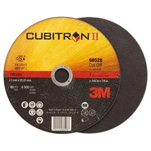 3M 7100098145 – CUBITRON™ II CUT-OFF WHEEL, 66528, T1, BLACK, 7 IN X 0.05 IN X 7 / 8 IN (17.78 CM X 1.27 MM)