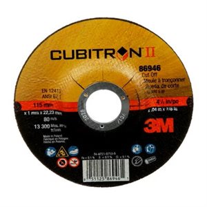 3M 7100094783 – CUBITRON™ II CUT-OFF WHEEL, 86946, T27, BLACK, 4 1 / 2 IN X 0.04 IN X 7 / 8 IN (11.43 CM X 1.02 MM)