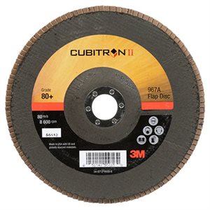 3M 7000148186 – CUBITRON™ II FLAP DISC, 967A, T27, 80+, Y-WEIGHT, 7 IN X 7 / 8 IN