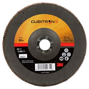 3M 7000148192 – CUBITRON™ II FLAP DISC, 967A, T29, 80+, Y-WEIGHT, 7 IN X 7 / 8 IN